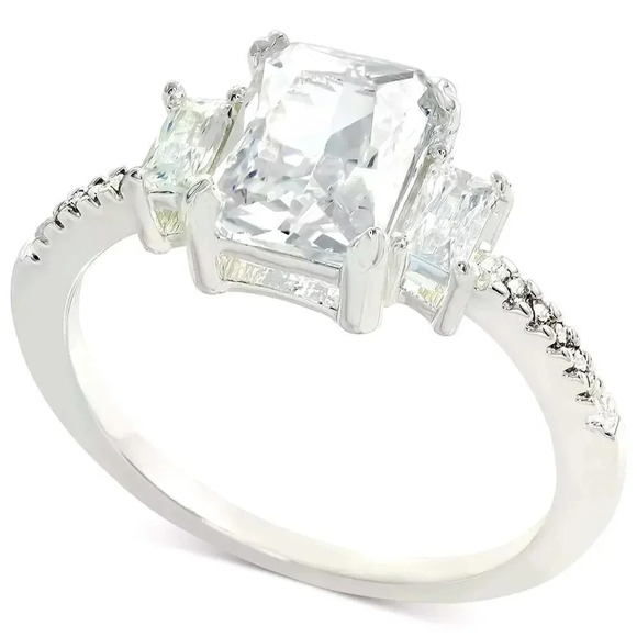 Charter Club Silver-Tone Crystal Triple-Stone Ring NWT 6,8,9,10,11 - Picture 1 of 9